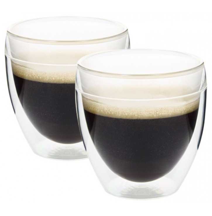 Bodum 2 tasses à café 8cl Pavina en verre double paroi